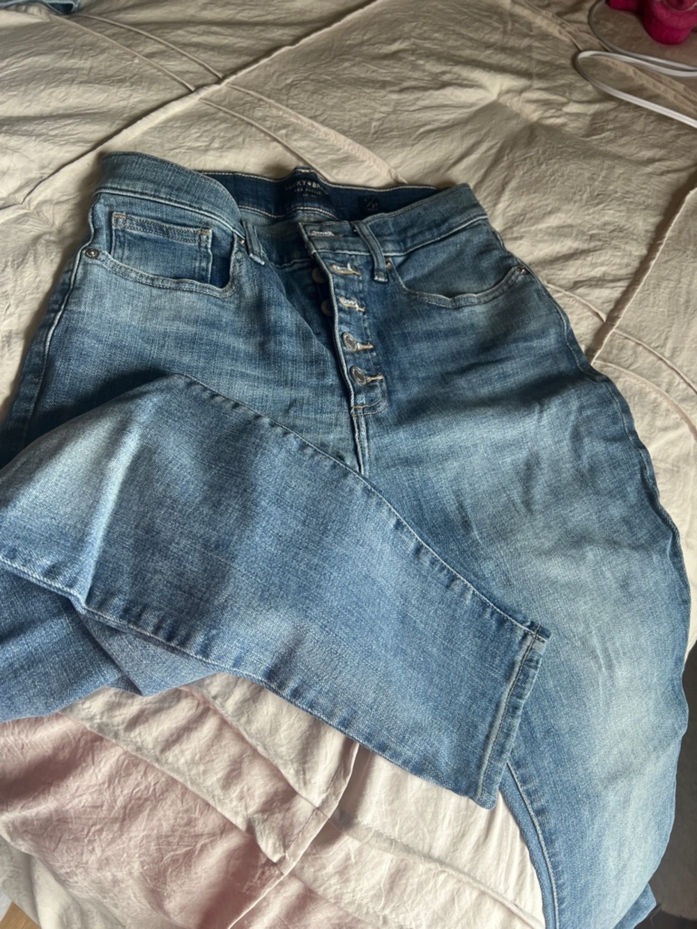 Lucky Brand Women's Medium Blue High-Rise Button-Fly Jeans